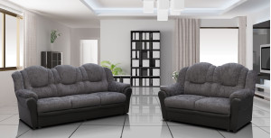 Arizona Fabric 3+2 Seater Sofa Black and Grey