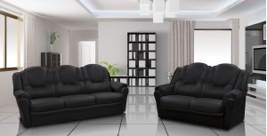 Arizona 3+2 Seater Sofa Black PU