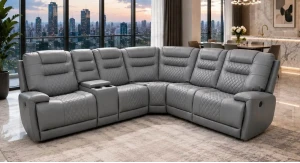 Arwen Grey Leather Corner Power Recliner