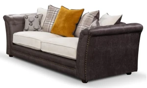 Lola 3 Seater DK Grey-Silver Check