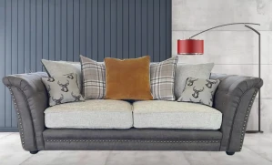 Lola 3 Seater Grey Check