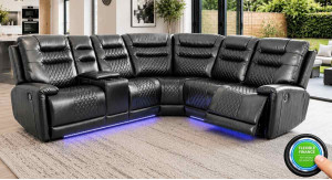 Arwen Black Leather Corner Power Recliner