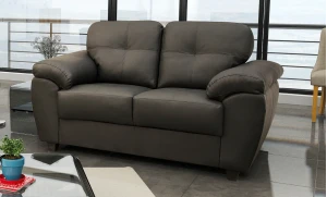 Capri 2 Seater Black Leather Sofa 