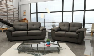 Capri 3+2 Seater Black Leather Sofa 