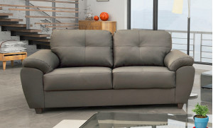 Capri 3 Seater Black Leather Sofa 