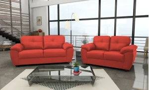 Capri 3+2 Seater Red Leather Sofa 