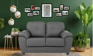 Capri 2 Seater Grey Leather Sofa 
