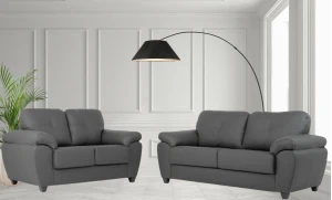 Capri 3+2 Seater Grey Leather Sofa 