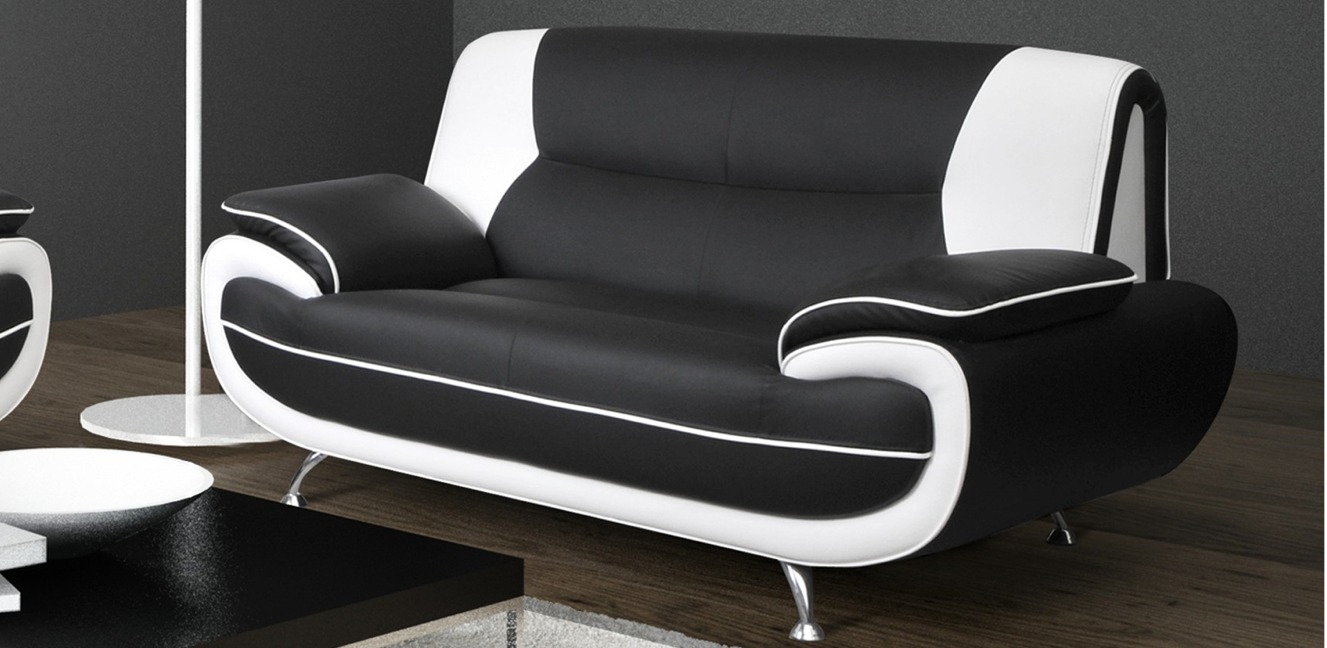 Bari 2 Seater Black-White Sofa