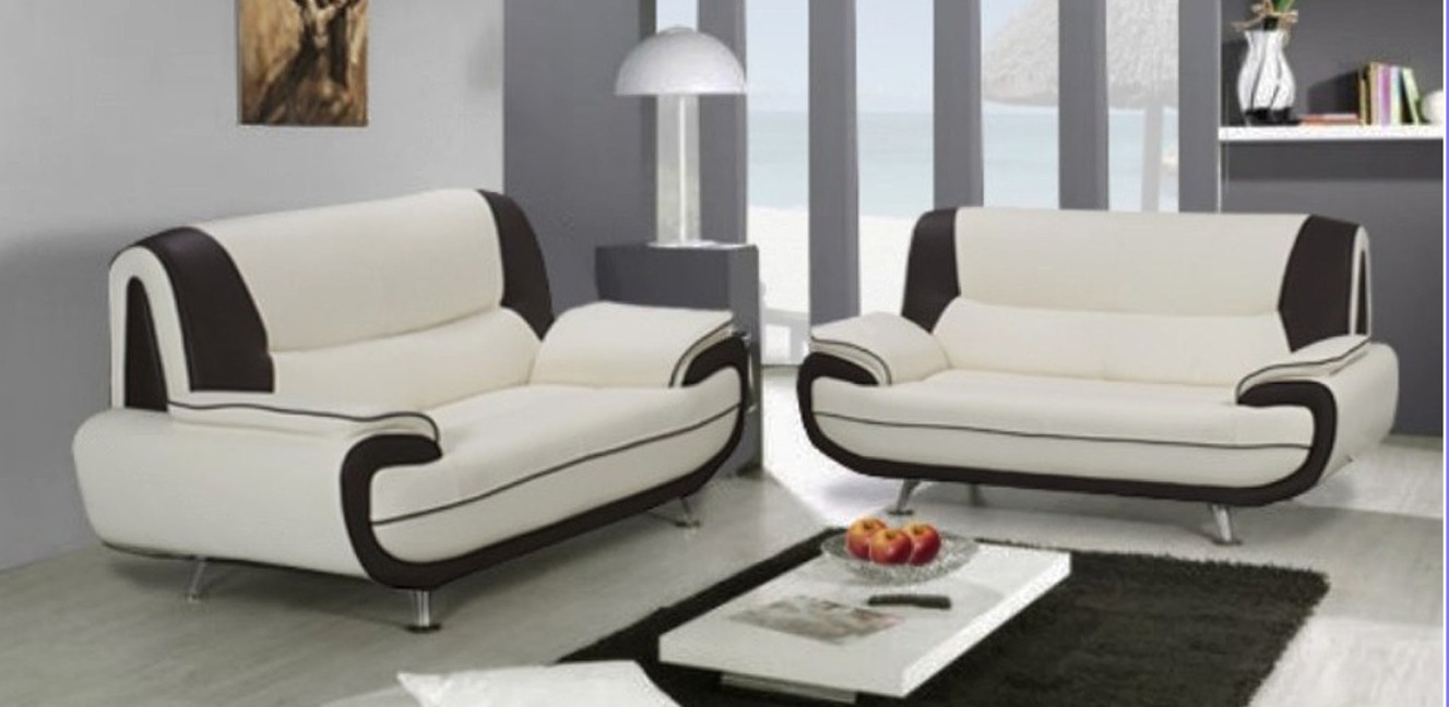Bari 3+2 Seater Sofa Set White-Black