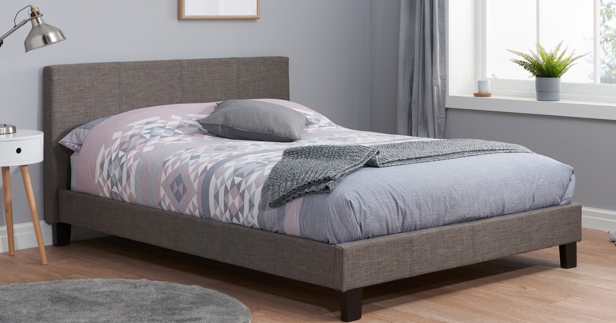 Hilton Small Double Bed Grey Fabric 120cm