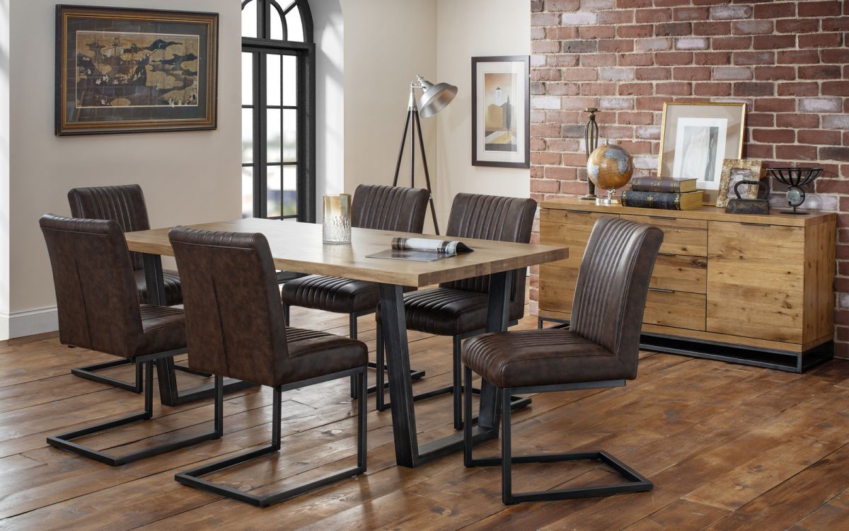 Brooklyn Solid Oak Dining Table + 4 Chairs Set