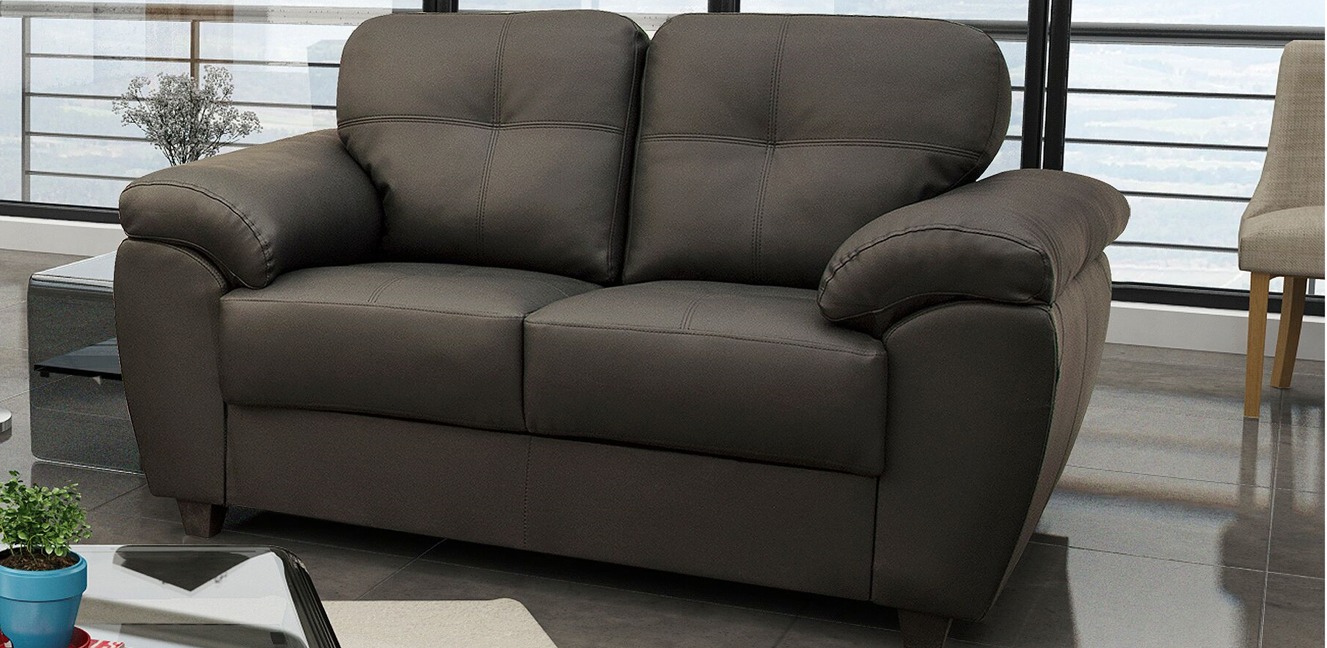 Capri 2 Seater Grey Leather Sofa 