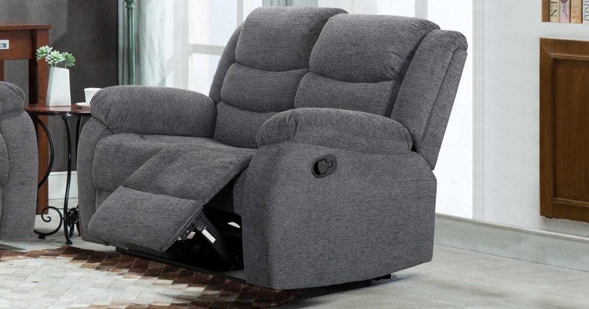 Lazy-B Fabric 2 Seater Recliner Grey