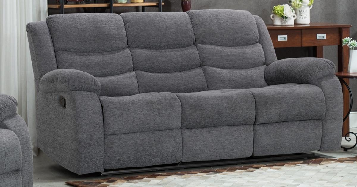 Lazy-B Fabric 3 Seater Recliner Grey