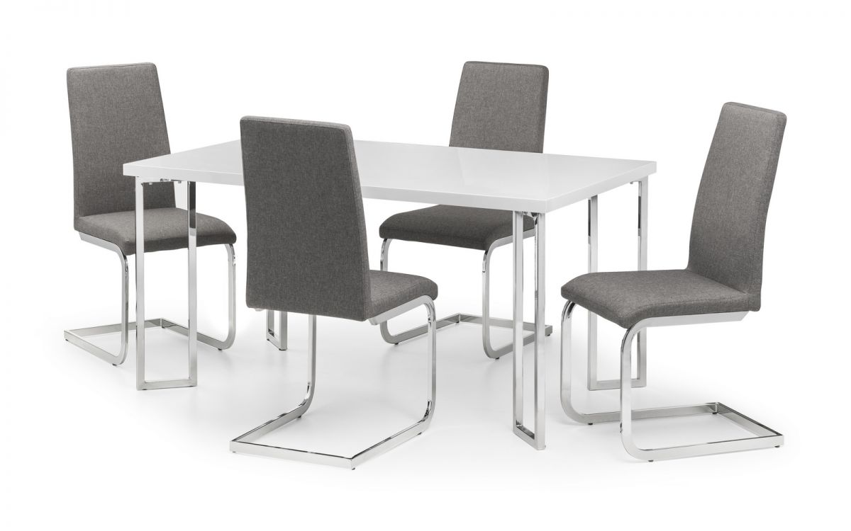 Manhattan White High Gloss Dining Table + 6 Roma Chairs Set Manhattan White High Gloss Dining Table + 6 Roma Chairs Set