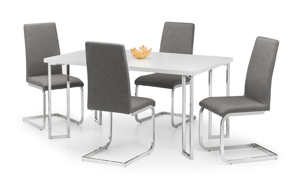 Manhattan White High Gloss Dining Table + 6 Roma Chairs Set Manhattan White High Gloss Dining Table + 6 Roma Chairs Set