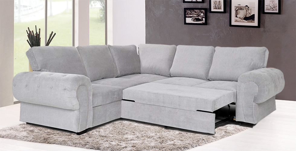 Knightbridge Full Corner Sofa Bed Silver