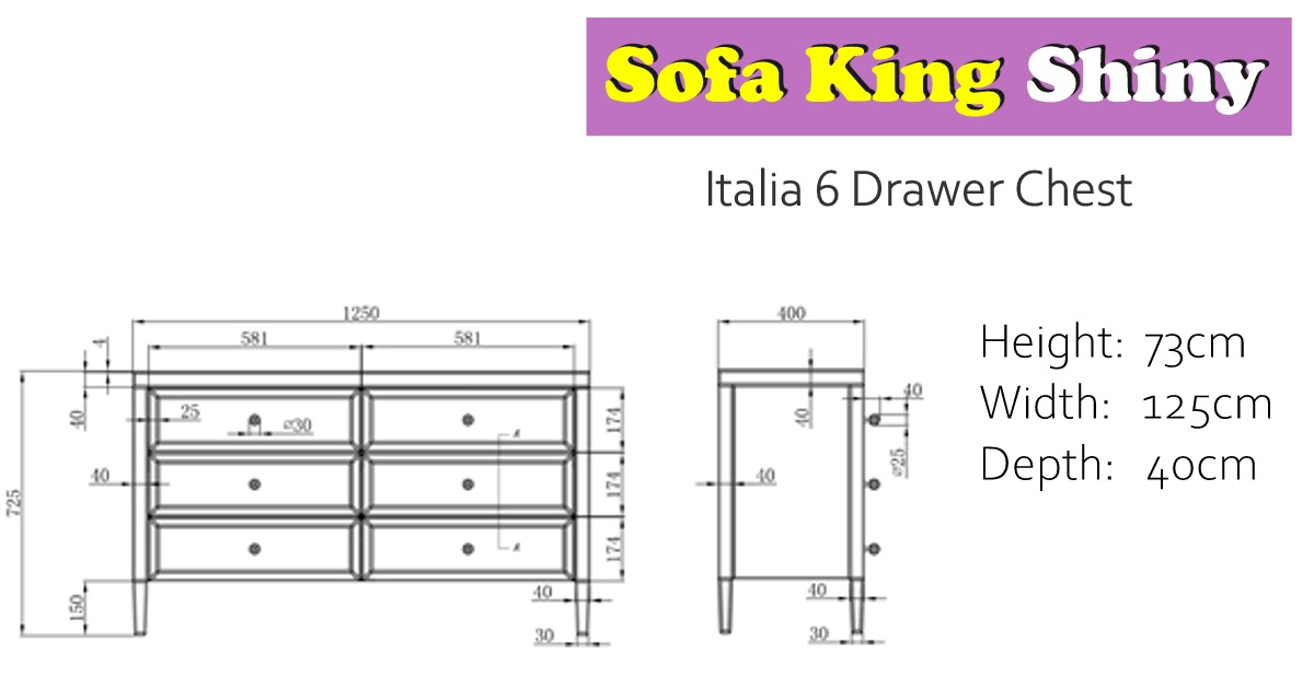 Italia 6 Drawer Chest Italia 6 Drawer Chest